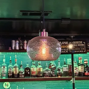 a bar filled with bottles of alcohol