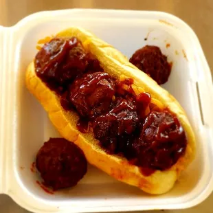 Bbq meatball sandwich