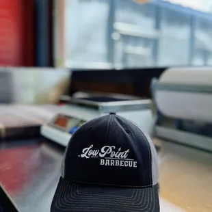 a black hat on a table