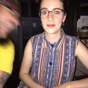 Denise the bartender, and funny if blurry sidekick.