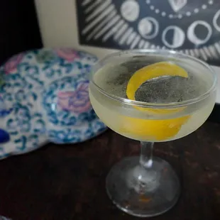 The Night Before Last, a cocktail that includes jasmine infused vodka, gin, dolin blanc