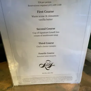 Tea Menu