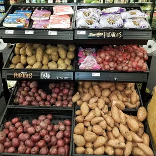 a display of potatoes