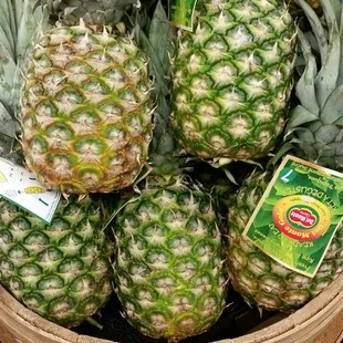 a basket of pineapples