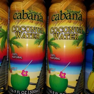 three cans of cabana coconut water