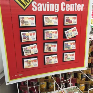 a savings center sign