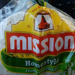 a bag of mission tortillas