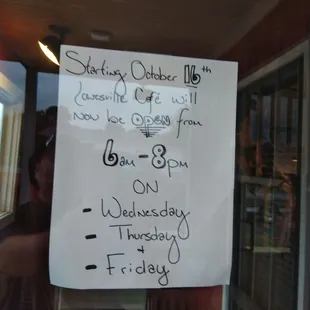 New dinner hours