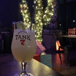 My 'Partridge in a Pear Tree' marg with their signature cactus Christmas tree!