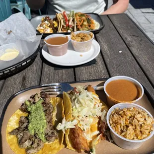 Erik "Carne" Estrada on the left and fish taco special on the right