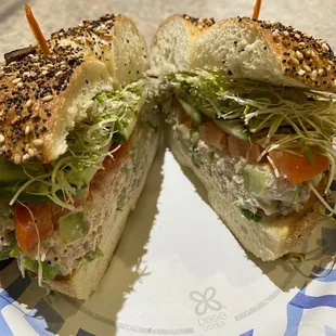 a sandwich cut in half