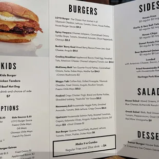 a menu for a restaurant