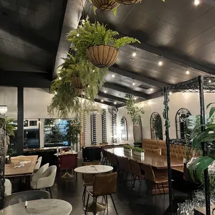 tables, chairs, and plants