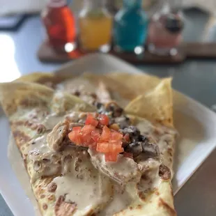 Chicken and mushroom crepe