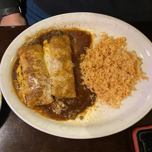 GROUND BEEF ENCHILADA w double rice