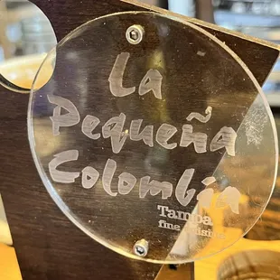 Sign on the table; thought it was a nice touch.