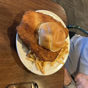 Pork tenderloin and fries yummy!