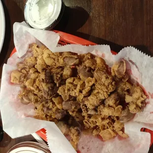 Fried Chicken Gizzards.  Good bar snack with beer!