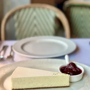 a piece of cheesecake on a plate