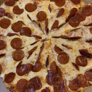 Large Pepperoni - perfect amount of cheese. So good