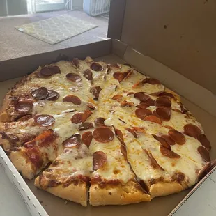 Giant pepperoni. Was enough for five people.