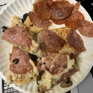 Raw dough and pepperoni too