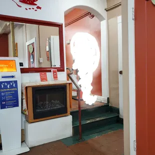 Walk up the stairs to order
