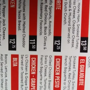 menu