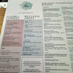 a menu for a coffee shop
