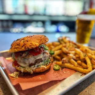 Cowboy from Hell, garlic parm fries.