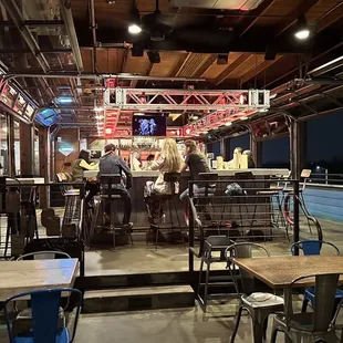 people sitting at tables in a restaurant