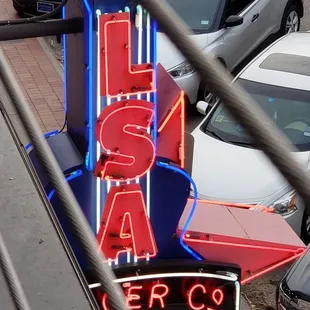 Awkward view of the sign from the rooftop.
