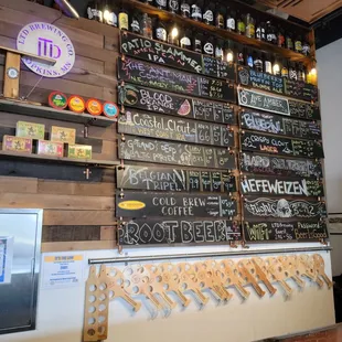 a wall of beer taps