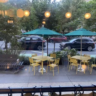 Patio seating in front