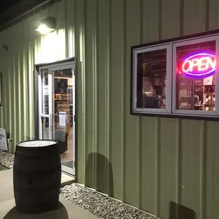 Open sign out front.