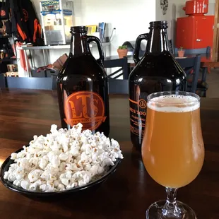 Popcorn and beer. A recipe for happiness.