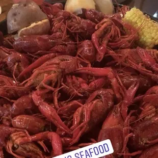 Five pounds of their regular crawfish with additional potatoes and I added a corn and sausage as well!