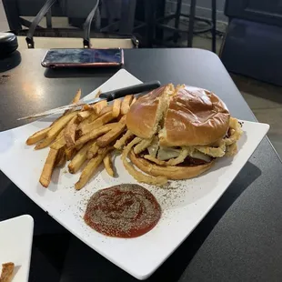 King Ranch Burger w/fries.