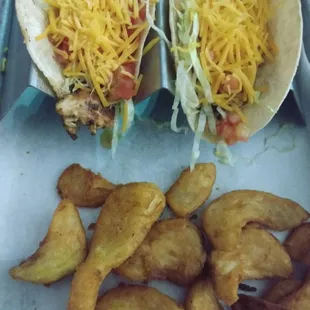 Chicken tacos &amp; fries