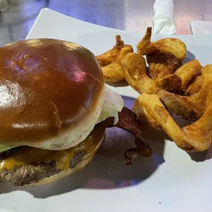 Texas Burger and Side Winder fries!!