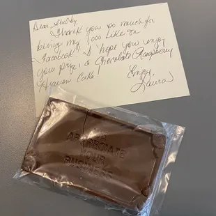 Little note &amp; chocolate thank you note!