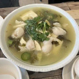 Fish Fillet in a Sour and Napa Tofu Soup( chinese style)