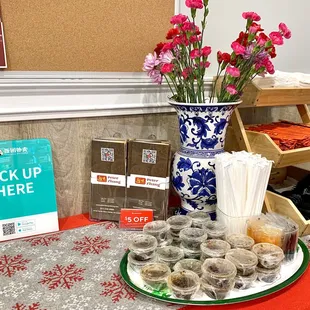 a display of food items