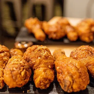 Đùi Gà Chiên Nước Mắm/Fish Sauce Fried Drums and Đùi Gà Chiên Sốt Me/Tamarind Sauce Fried Drums