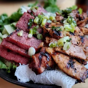 Woven Rice Noodle Plate Pork Patty &amp; Chicken $16.95