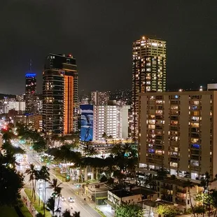 Our view at night from the balcony.