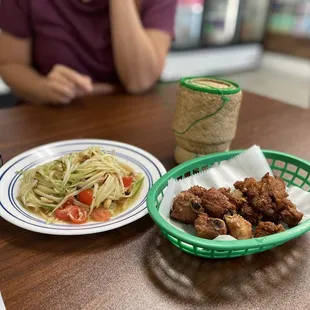 Mango salad and ribs