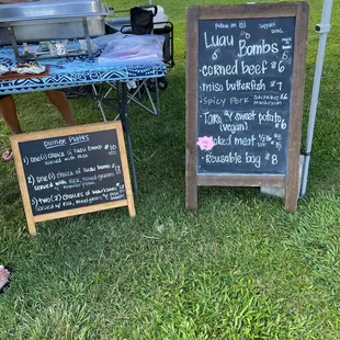 a chalkboard sign and a chalkboard menu