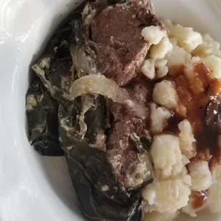 Beef short rib bomb finished with my mashed potatoes and black truffle gelee