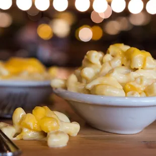 two bowls of macaroni and cheese